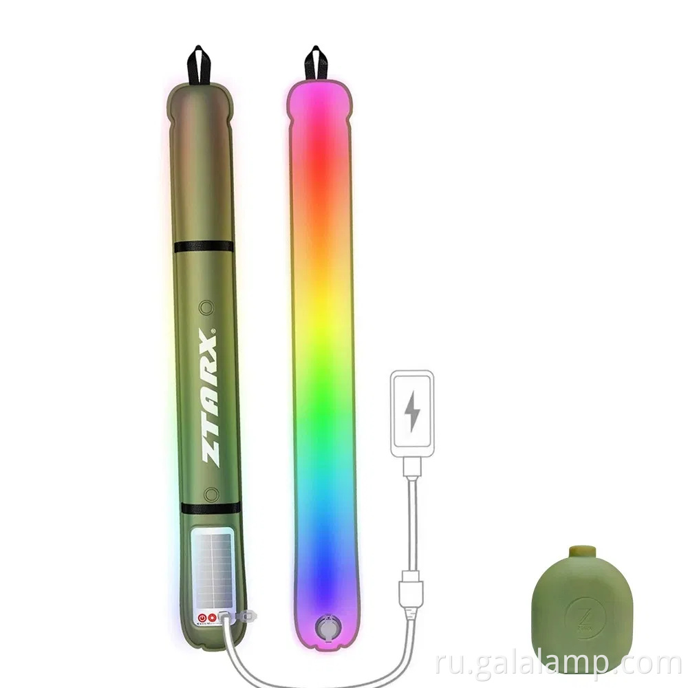 Надувной солнечный лагерь, USB -перезаряжаемый, 4 режима освещения, водонепроницаемый, портативный и легкий свет IP66